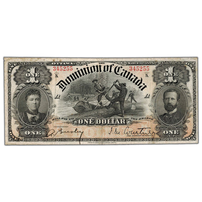$1 1898 Dominion of Canada Note Series K DC-13b - VF (tear)