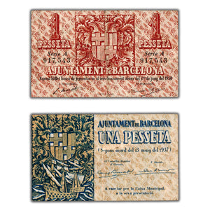 SOLD Spain Barcelona 1937 1 One Peseta Note P #nl93