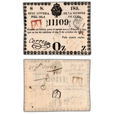 Cuba 1830 Lottery Ticket