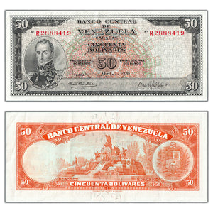 SOLD Venezuela 1970 50 Fifty Bolivares Note P #47f - VF/EF