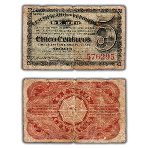 SOLD Peru 1917 5 Five Centavos Note P #29