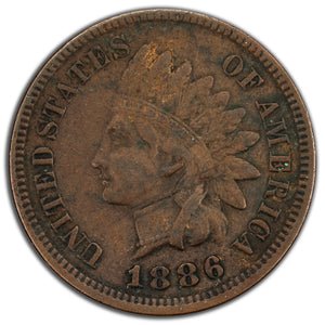 SOLD United States 1886 Type 1 1c Indian Head Cent Coin - Obv. Minor Scratch