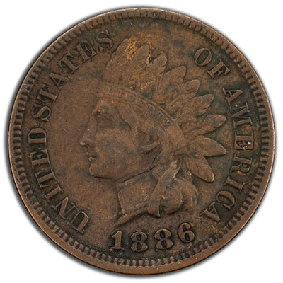 United States 1886 Type 1 1c Indian Head Cent Coin - Obv. Minor Scratch