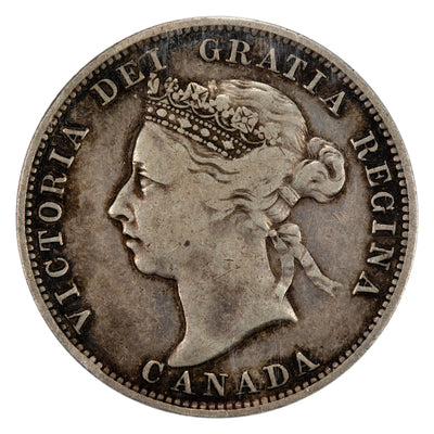 Canada 1893 25 Cents Quarter Silver Coin - ICCS F-12
