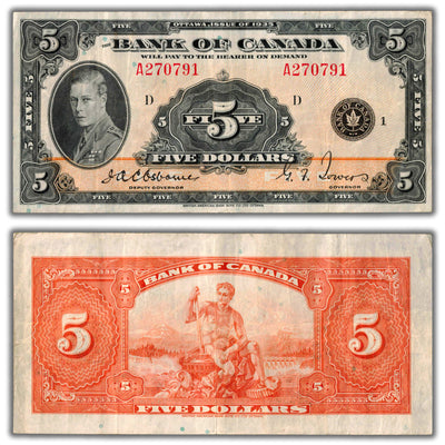 $5 1935 Bank of Canada Note English Text BC-5 - VF