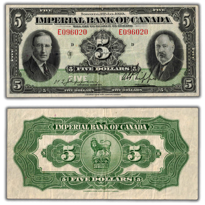 $5 1939 Imperial Bank of Canada Chartered Note CH #375-24-04 - VF