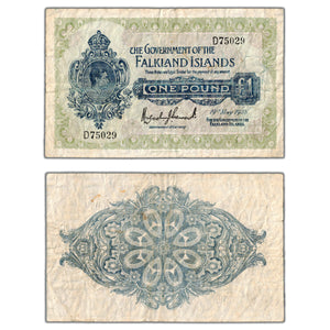 SOLD Falkland Islands 1938 1 One Pound Note P #5 - Circulated