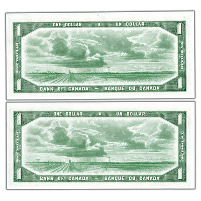 SOLD $1 1954 Bank of Canada Devil Face Notes B/A Prefix BC-29a - 2 Consec. Ch UNC