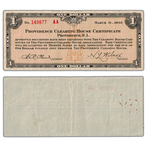 United States 1933 $1 One Dollar Depression Script Note - Providence, R.I.