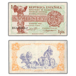 SOLD Spain 1937 1 One Peseta Note P #94 - AU