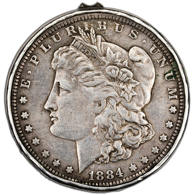 SOLD United States 1884 $1 Morgan Silver Dollar Engraved Bezel - Star of David "Zion"
