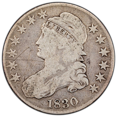 United States 1830 Small O 50 Cents Capped Bust Half Dollar Silver Coin - Graffiti