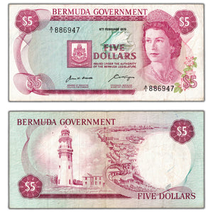 SOLD Bermuda 1970 $5 Five Dollars Note P #24a - VF+
