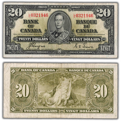 $20 1937 Bank of Canada Note Coyne-Towers L/E Final Prefix BC-25c - F/VF