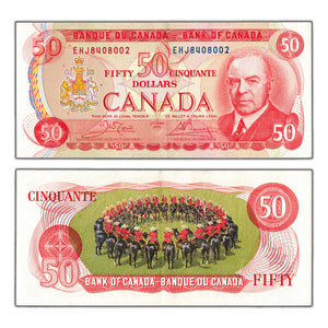 SOLD $50 1975 Bank of Canada Note Crow-Bouey EHJ Prefix BC-51b - EF/AU