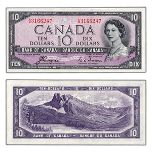 SOLD $10 1954 Bank of Canada Note Devil Face Coyne-Towers A/D Prefix BC-32a - AU+