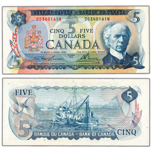 SOLD $5 1972 Bank of Canada Note Lawson-Bouey CU Prefix BC-48b - AU