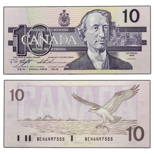 SOLD $10 1989 Bank of Canada Note Knight-Thiessen BEH Prefix BC-57c - Ch UNC