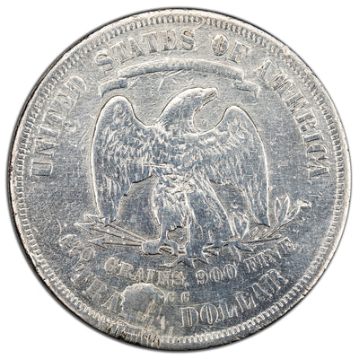 United States 1875-CC $1 Trade Dollar Silver Coin - Harshly Cleaned/Damaged