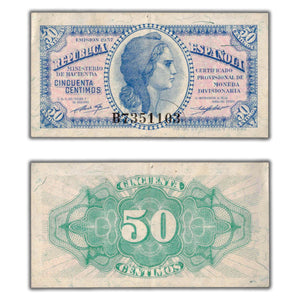SOLD Spain 1937 50 Fifty Centimos Note P #93 - EF/AU