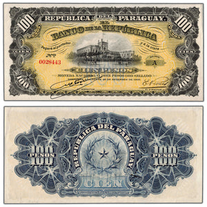SOLD Paraguay 1907 100 Pesos Note P #159