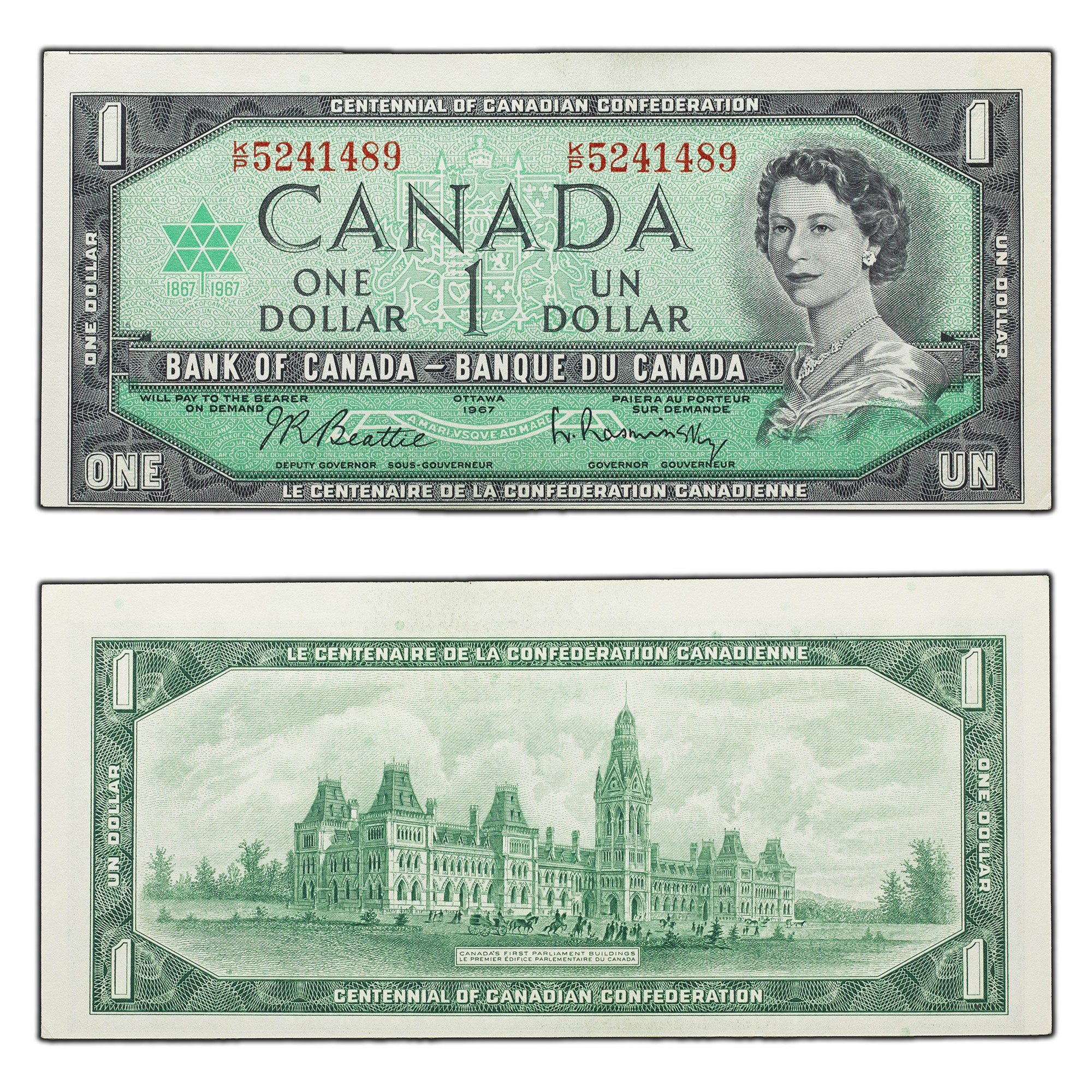 SOLD $1 1967 Bank of Canada Note K/P Prefix - Minor Cutting Error - The ...