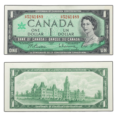 SOLD $1 1967 Bank of Canada Note K/P Prefix - Minor Cutting Error