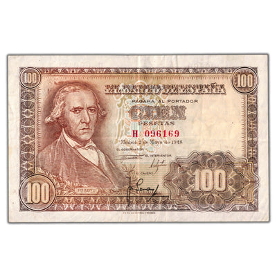 Spain 1948 100 Pesetas Note P #137a