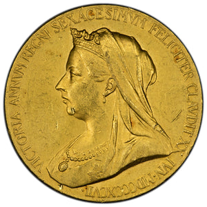 SOLD Great Britain 1897 Diamond Jubilee 22kt Gold Medal 26mm Eimer #1817b