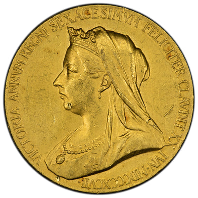 SOLD Great Britain 1897 Diamond Jubilee 22kt Gold Medal 26mm Eimer #1817b