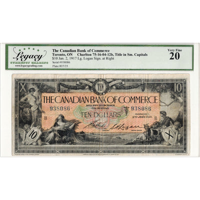 SOLD $10 1917 Canadian Bank of Commerce Chartered Note #75-16-04-12b - Legacy VF-20