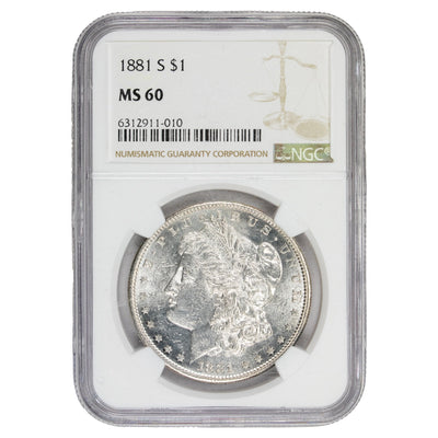 SOLD United States 1881-S $1 Morgan Silver Dollar Coin - NGC MS-60