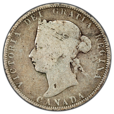 Canada 1885 Curved Top 5 25 Cents Quarter Silver Coin - Good