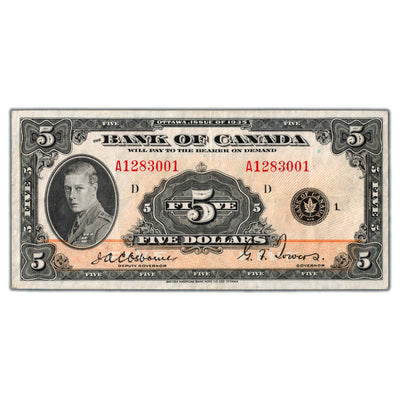 SOLD $5 1935 Bank of Canada Note English Text BC-5 - VF/EF