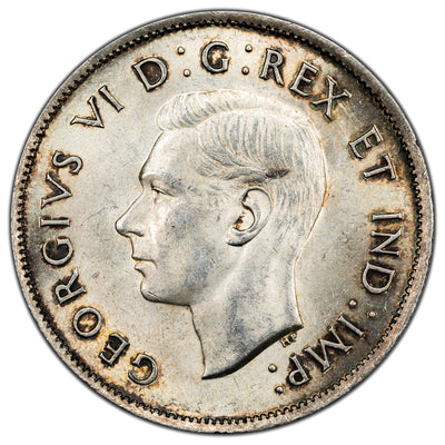 Canada 1937 50 Cents Half Dollar Silver Coin - UNC+