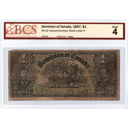 $1 1897 Dominion of Canada Note DC-12 - BCS G-4
