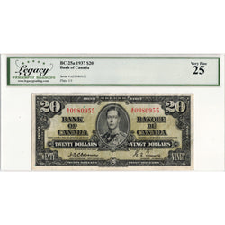 $20 1937 Bank of Canada Note Osborne Signature BC-25a - Legacy VF-25