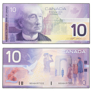SOLD $10 2001 Bank of Canada Note Knight-Thiessen BEH Prefix BC-63a - Choice UNC