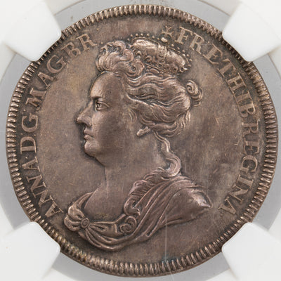SOLD Great Britain (1702) Queen Anne Accession Silver Medal - NGC AU-55