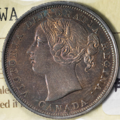 SOLD Canada 1858 20 Cents Silver Coin - One Year Type - ICCS AU-50