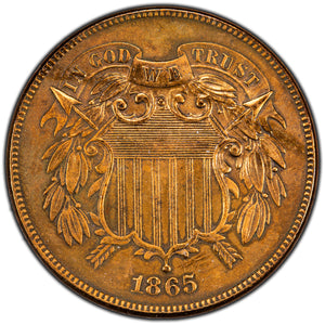 SOLD United States 1865 Fancy '5' 2 Cents Coin - Harshly Cleaned