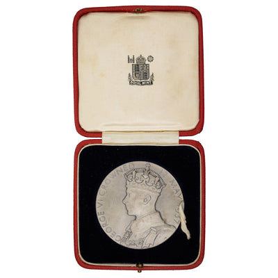 SOLD Great Britain 1937 George VI Silver Coronation Medal 57mm In Original Box