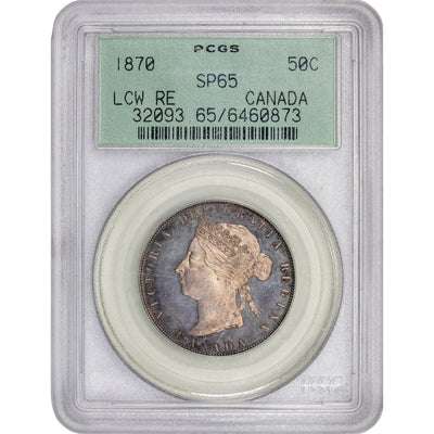 Canada 1870 LCW RE 50 Cents Silver Coin - PCGS Specimen SP-65