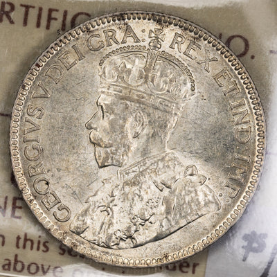 SOLD Canada 1928 25 Cents Quarter Silver Coin - ICCS AU-50