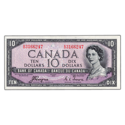 SOLD $10 1954 Bank of Canada Note Devil Face Coyne-Towers A/D Prefix BC-32a - AU+