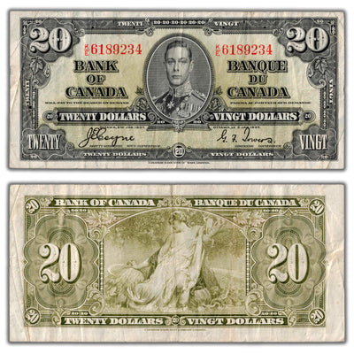 $20 1937 Bank of Canada Note Coyne-Towers K/E Prefix BC-25c