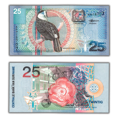SOLD Suriname 2000 25 Gulden Note P #148 - AU/UNC