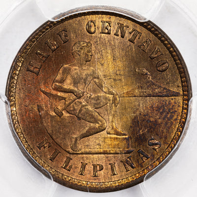 SOLD Philippines 1903 1/2 Half Centavo Coin - PCGS MS-65 RB