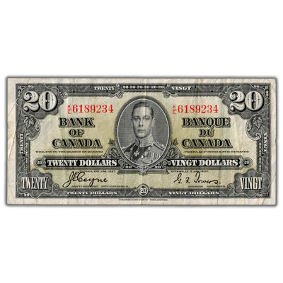 $20 1937 Bank of Canada Note Coyne-Towers K/E Prefix BC-25c
