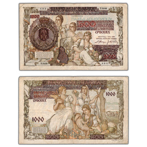 SOLD Serbia 1941 1000 Dinara Note P #24